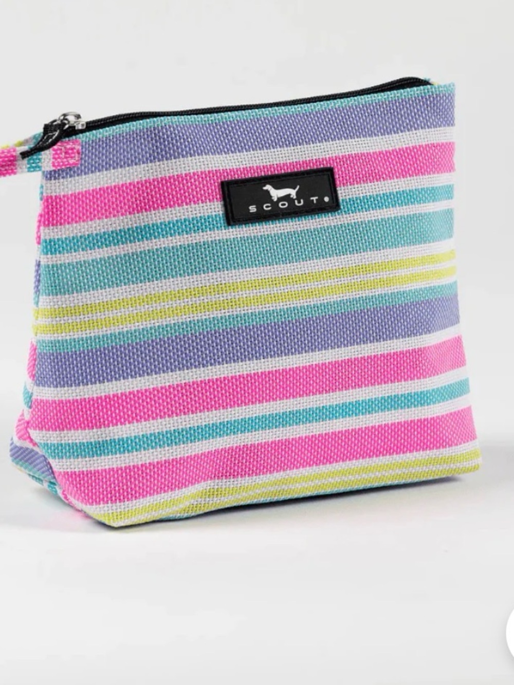 Scout Striped Canvas Cosmetic Pouch in Pink & Aqua